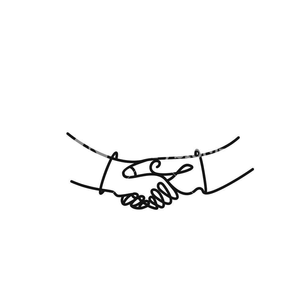 1000x1000 Vector Art Drawing Of Shaking Hands Of Two Male People Royalty - People Shaking Hands Drawing