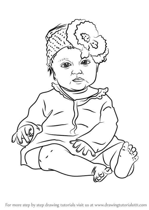 567x800 learn how to draw sitting baby girl - People Sitting Drawing