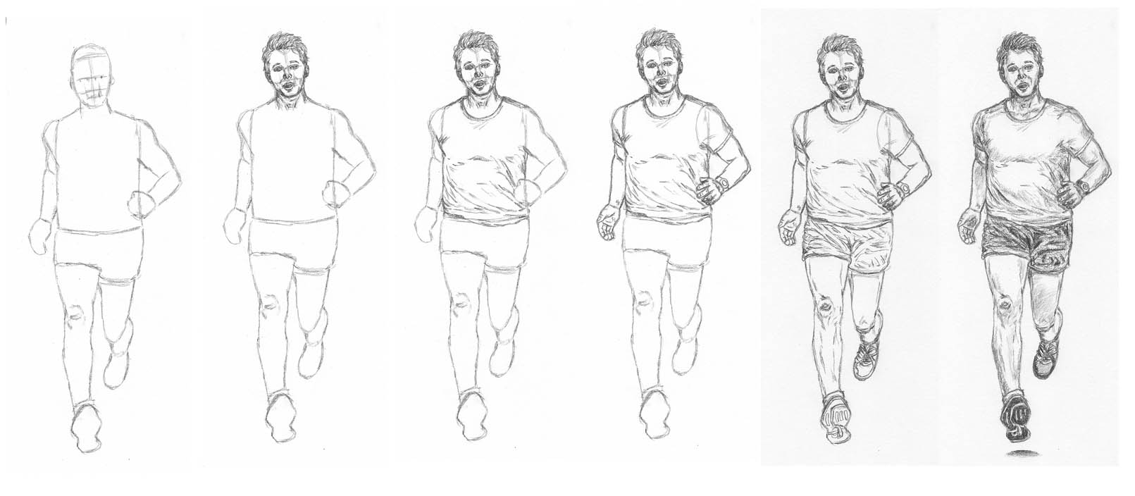 1611x704 How To Draw A Man Running Let's Draw People - People Standing Drawing