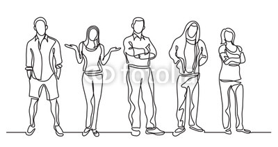 400x212 Continuous Line Drawing Of Group Of Standing People Buy Photos - People Standing Drawing