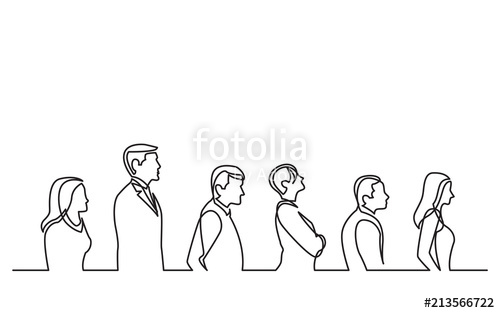 500x313 Continuous Line Drawing Of People Standing In Line Stock Image - People Standing Drawing