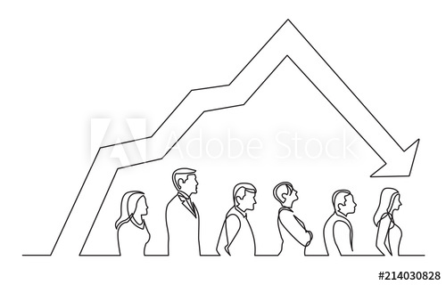 500x320 Continuous Line Drawing Of People Standing In Line With Decreasing - People Standing Drawing