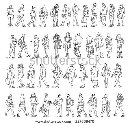 450x432 silhouettes of walking people, caring bags, talking on the phone - People Talking Drawing