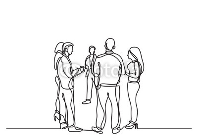 400x283 one line drawing of office party with people standing and talking - People Talking Drawing
