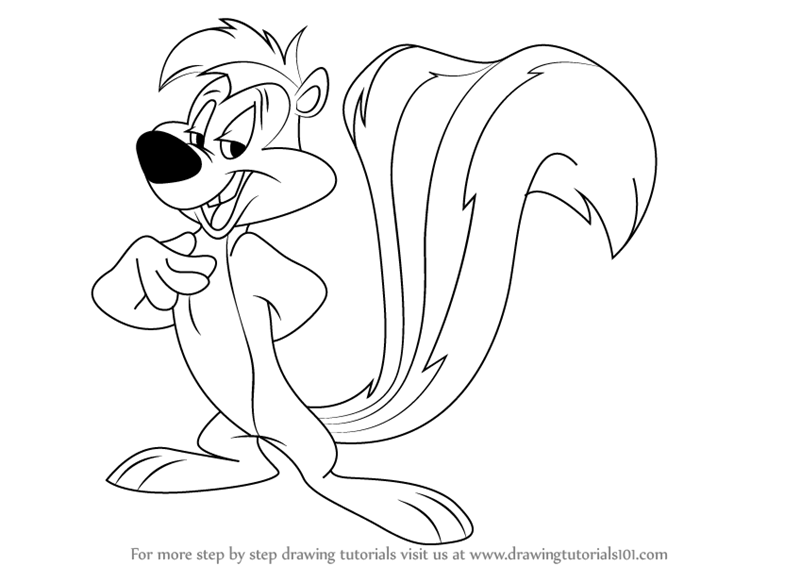 800x565 Learn How To Draw Le Pew From Looney Tunes - Pepe Le Pew Drawing