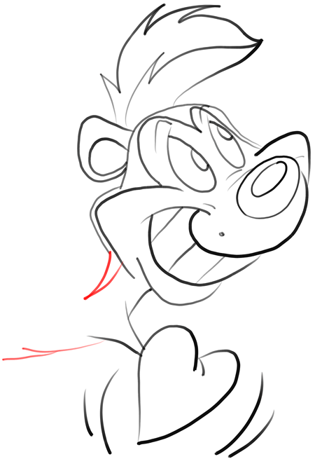 450x665 Step How To Draw Pepe Le Pew - Pepe Le Pew Drawing