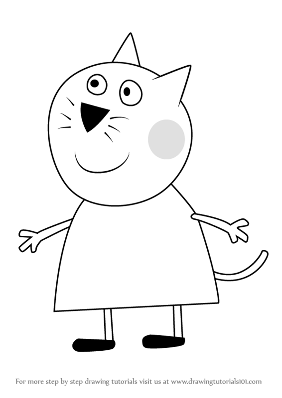 566x800 learn how to draw candy cat from peppa pig - Peppa Drawing