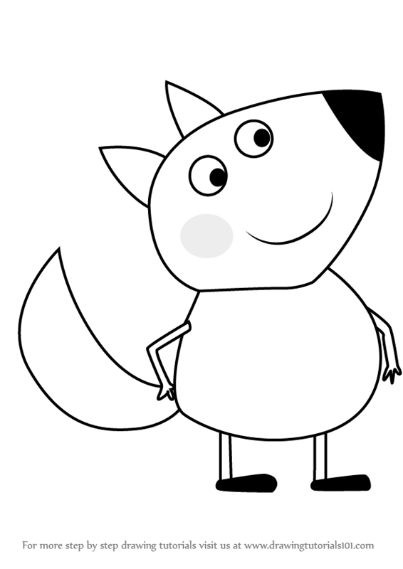566x800 learn how to draw finn fox from peppa pig - Peppa Drawing