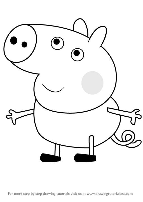 566x800 learn how to draw floyd pig from peppa pig - Peppa Drawing