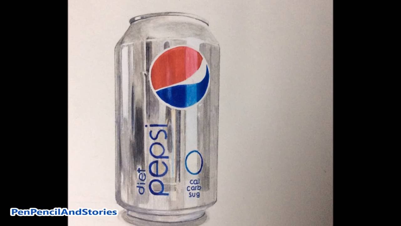 1280x720 Drawing A Realistic Pepsi Can Hd - Pepsi Can Drawing