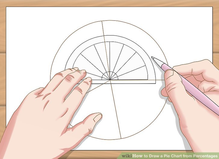 728x529 how to draw a pie chart from percentages steps - Percentage Drawing