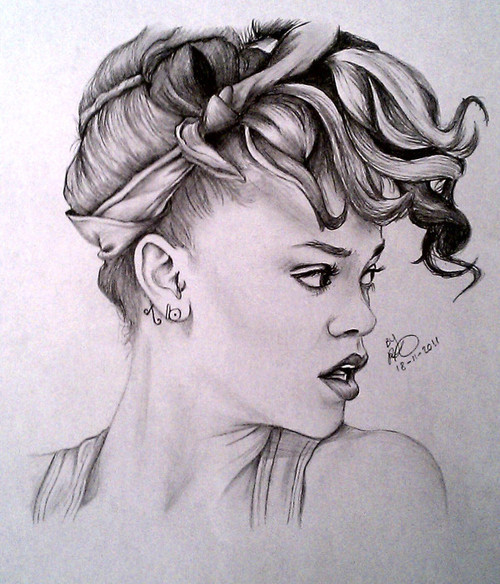 500x584 desenho, draw, drawing, perfect, rihanna - Perfect Drawing