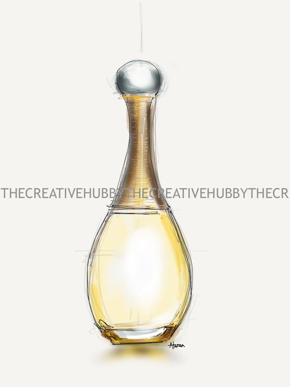 570x760 j'adore perfume drawing etsy - Perfume Drawing