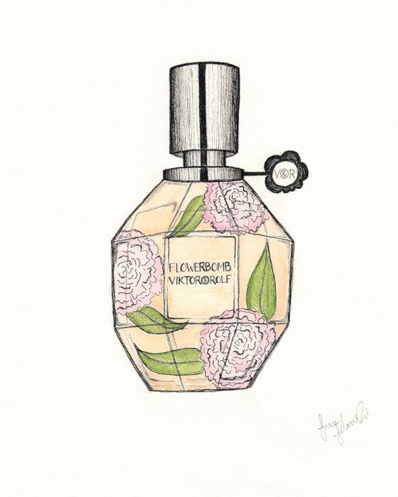 570x713 viktor and rolf flowerbomb perfume drawing print pen and ink etsy - Perfume Drawing