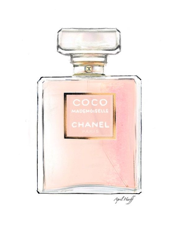 570x738 coco mademoiselle chanel perfume print pink home decor, fashion - Perfume Drawing