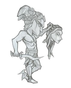 236x293 Medusa - Perseus Drawing