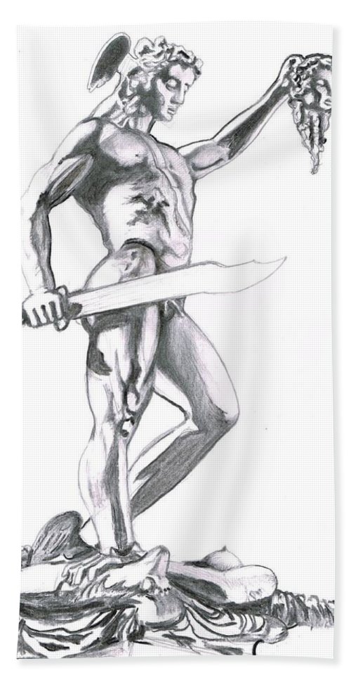 500x967 perseus of benvenuto cellini beach towel for sale - Perseus Drawing