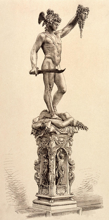 447x900 Perseus With The Head Of Medusa Chief Drawing - Perseus Drawing
