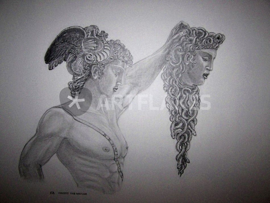 950x713 Perseus Und Medusa Drawing Art Prints And Posters - Perseus Drawing