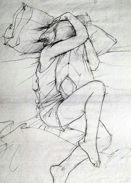 500x699 sketch of person in bed sketchings in art, art sketches - Person Crying Drawing