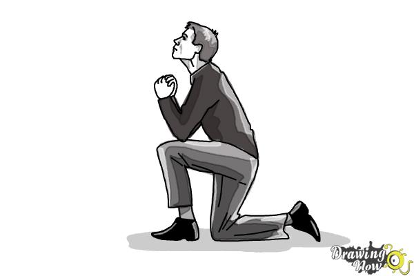 600x400 how to draw a person on their knees, kneeling - Person Drawing A Picture