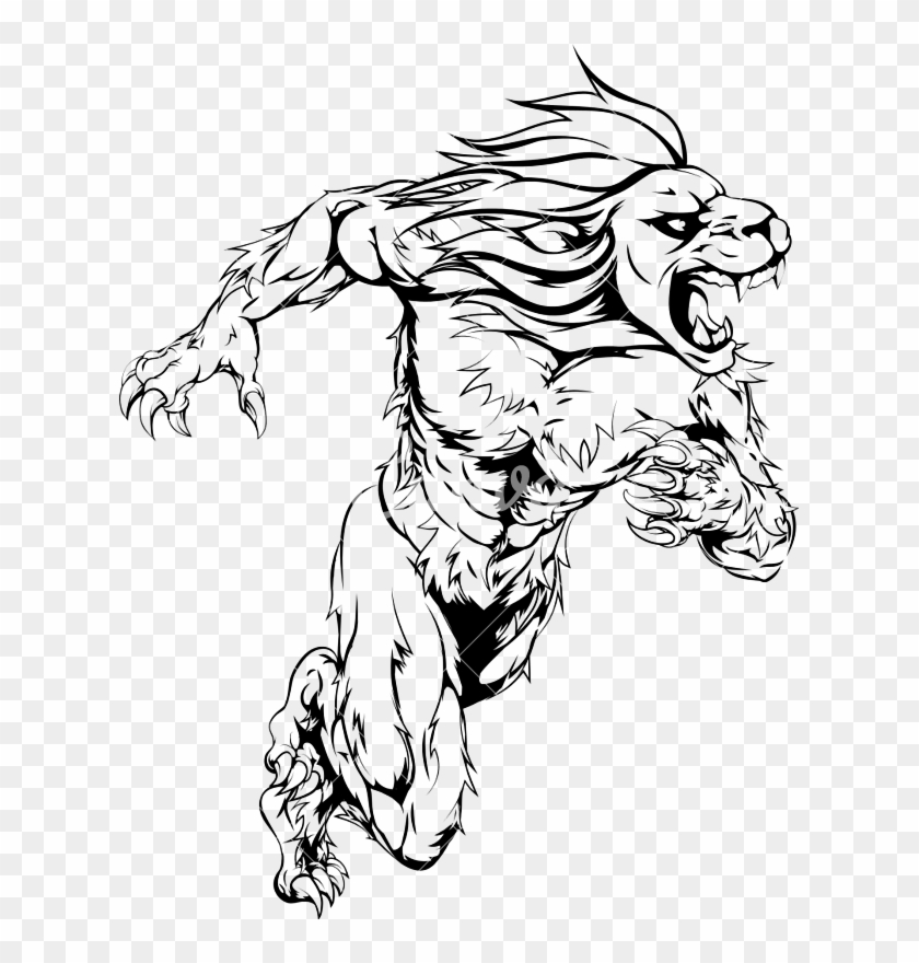 840x880 Lion Sports Mascot Running Illustratio - Person Drawing Clip Art