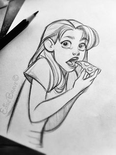 Person Eating Drawing