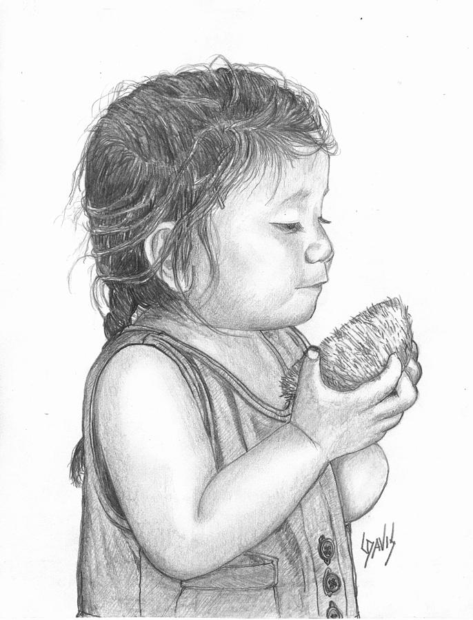 686x900 eating coconut drawing - Person Eating Drawing