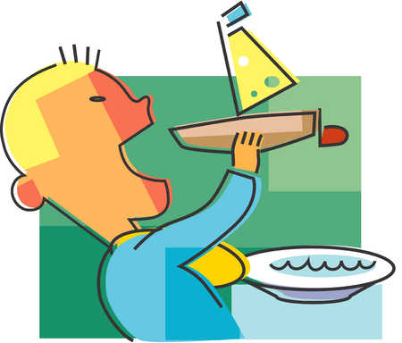 450x384 Stock Illustration - Person Eating Drawing