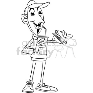 300x300 black and white vector clipart image of anonymous person eating - Person Eating Drawing