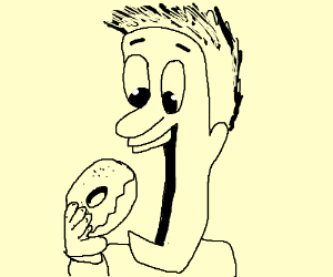 300x250 person eating a donut drawing - Person Eating Drawing