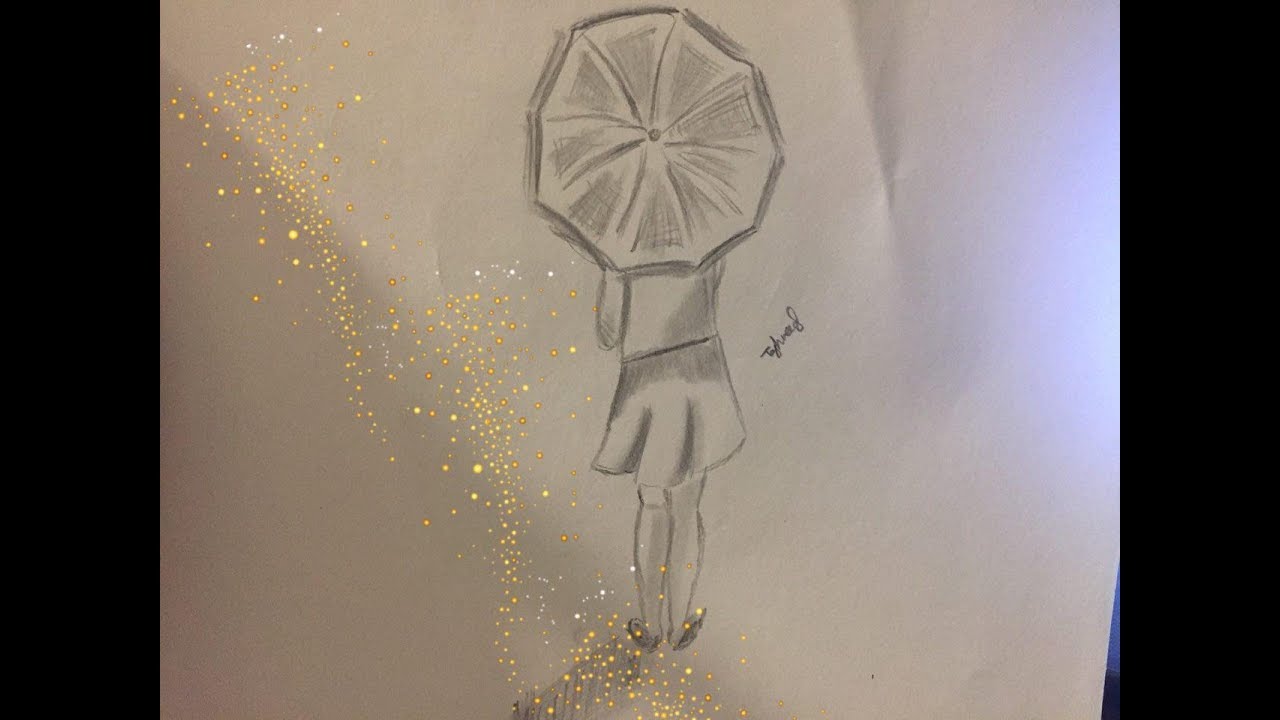 1280x720 how to draw a person holding an umbrella step - Person Holding Umbrella Drawing