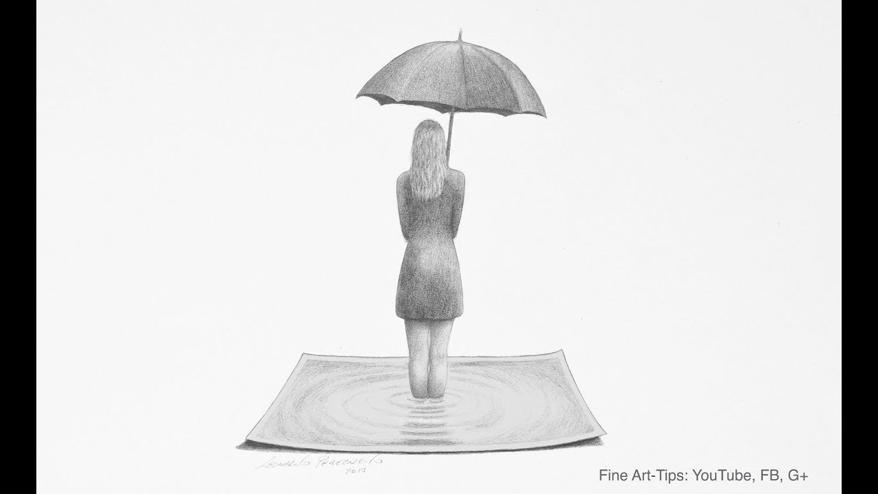 1280x720 how to draw a simple effect woman with umbrella - Person Holding Umbrella Drawing