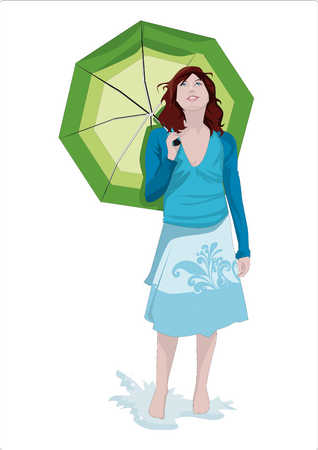 318x450 Stock Illustration - Person Holding Umbrella Drawing
