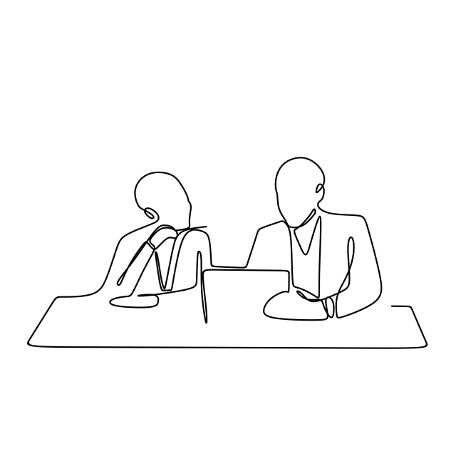 640x640 one line drawing vector of discussion work of two person - Person Line Drawing