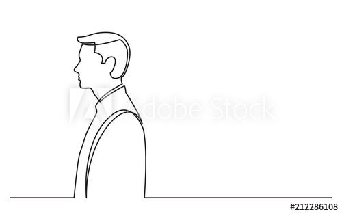 500x313 Continuous Line Drawing Of Standing Man Side View - Person Line Drawing
