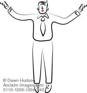 280x300 clipart illustration of simple line drawing of a man with his arms - Person Line Drawing