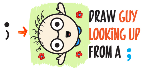 500x240 how to draw a cartoon person waving up from semicolon drawing - Person Looking Down Drawing