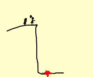 300x250 silhouettes looking down a cliff someone jumpe drawing - Person Looking Down Drawing