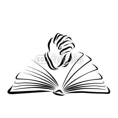 400x400 hands of a person praying and an open book, black outline buy - Person Praying Drawing