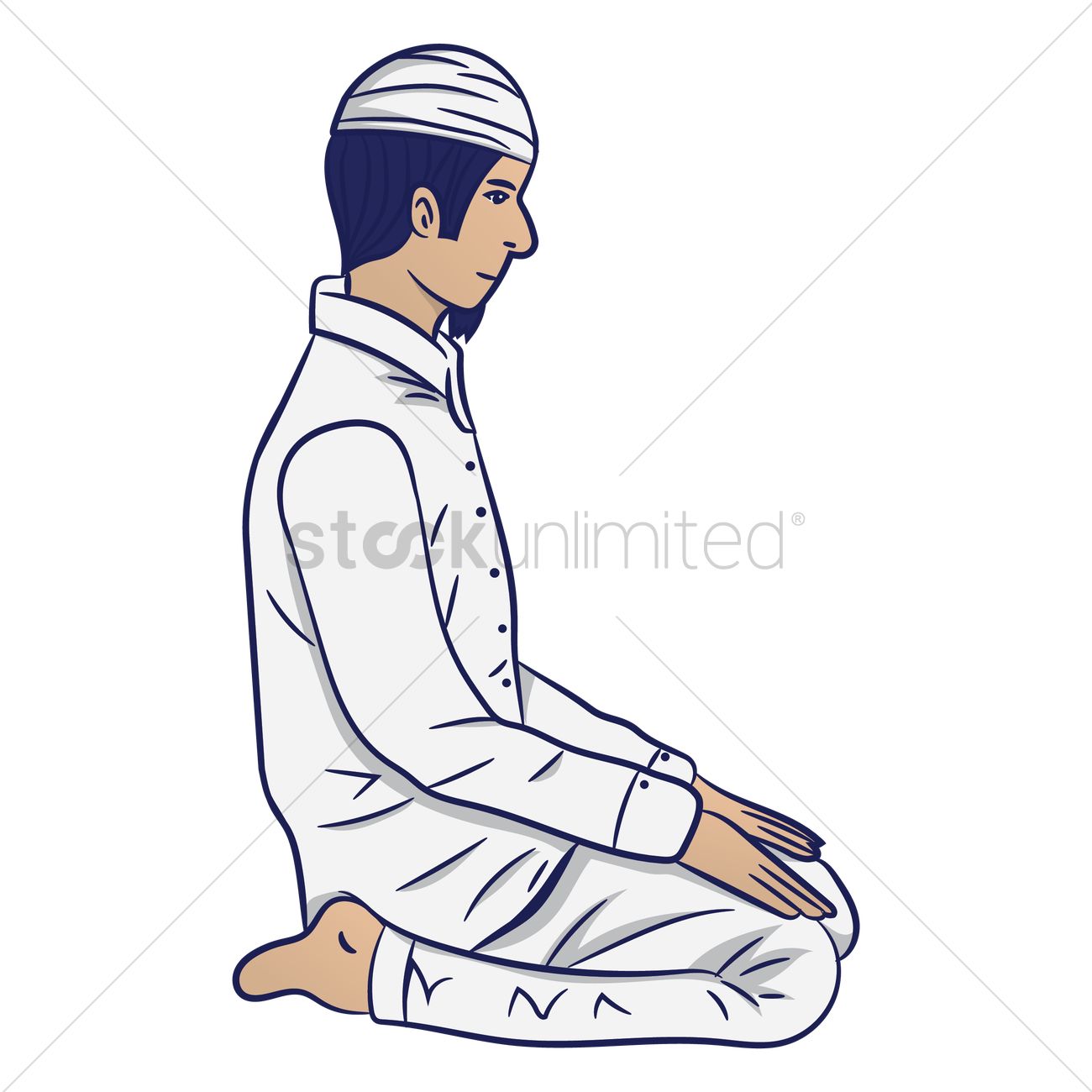 1300x1300 Muslim Man Praying Vector Image - Person Praying Drawing