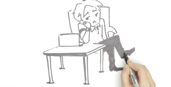 590x300 female hand drawing of man sitting - Person Sitting Drawing