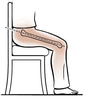 300x330 line drawing of a persons leg sitting on a chair with the knee - Person Sitting In Chair Drawing