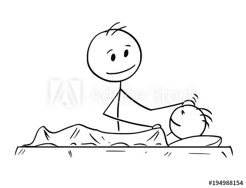 500x383 cartoon stick man drawing conceptual illustration of father or dad - Person Sleeping Drawing
