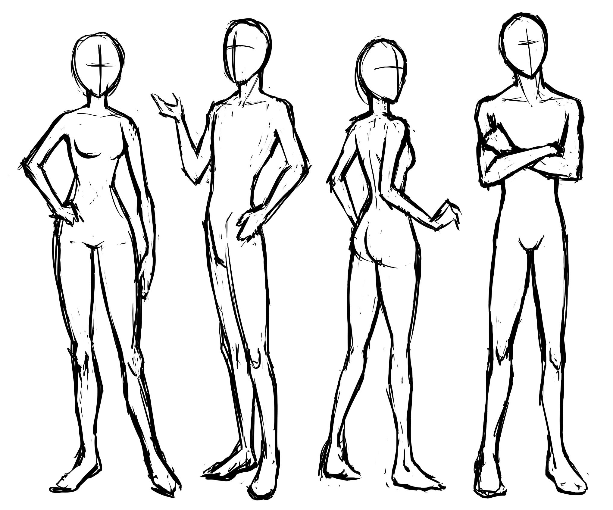 2035x1693 Manga Basic Poses Standing And Sitting Letraset Blog - Person Sta...