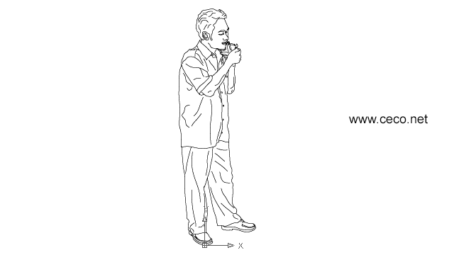 640x360 Autocad Drawing Asian Man Smoking Dwg Dxf - Person Standing Drawing