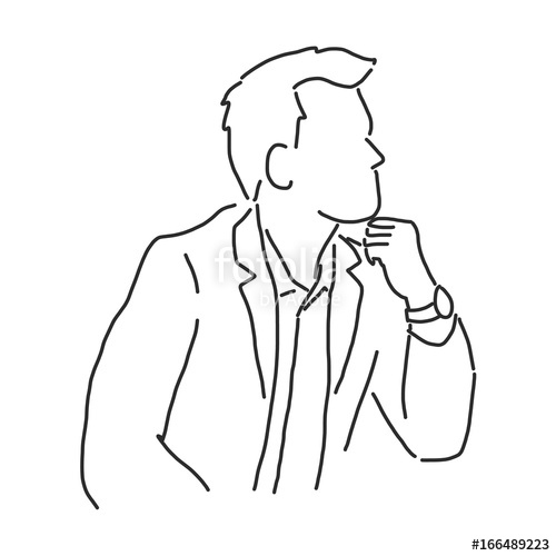 500x500 businessman is sitting and thinking about work, line drawing - Person Thinking Drawing