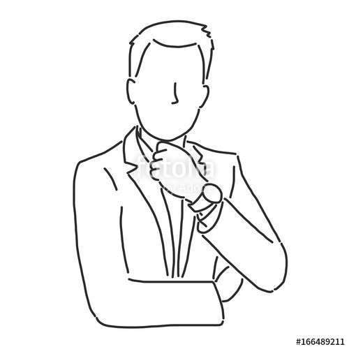 500x500 businessman is standing and thinking about work, line drawing - Person Thinking Drawing
