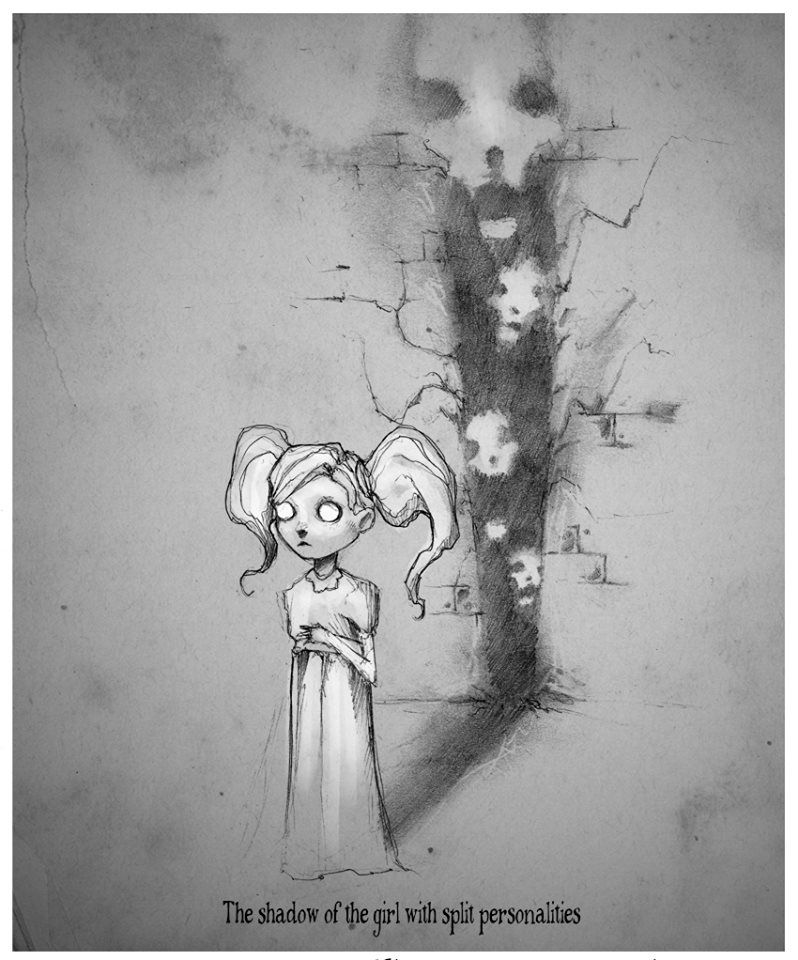 798x960 the shadow of the girl with split personality kindergarten, shawn - Personality Drawings