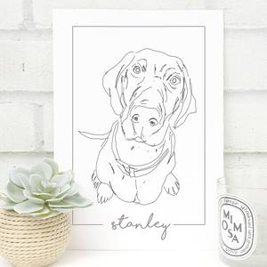 300x300 personalised pointer dog line drawing print homemade house - Personalized Dog Line Drawing Art
